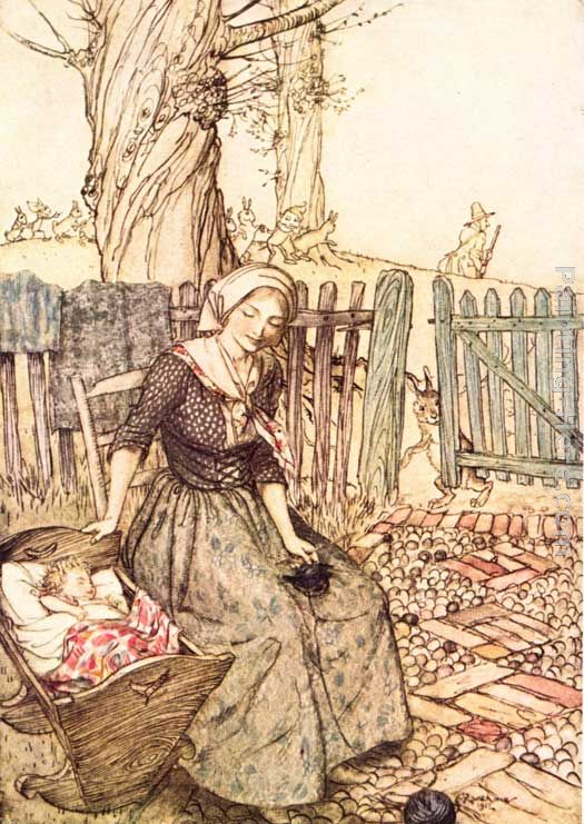 Mother Goose Bye Baby Bunting painting - Arthur Rackham Mother Goose Bye Baby Bunting art painting